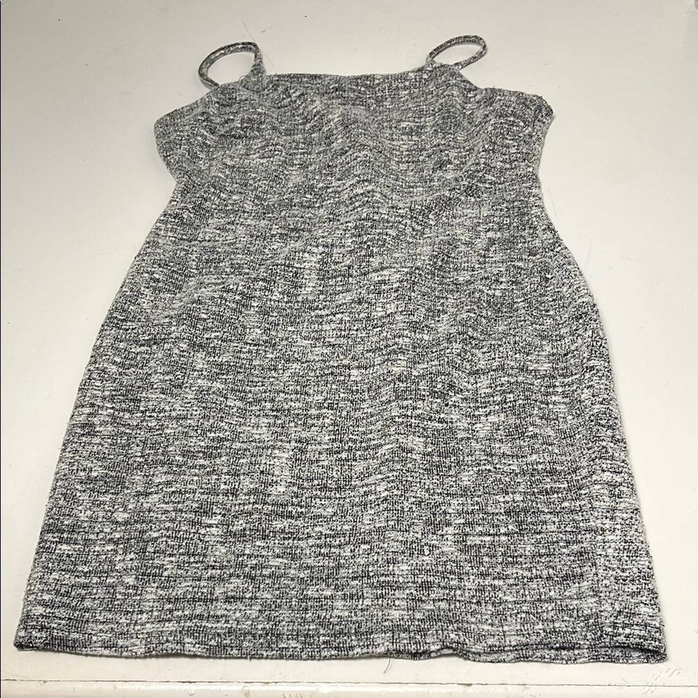 Almost Famous Large Faux Tweed Zip Up Back Bodycon Dress